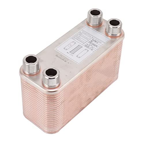 GYZOUKA Plate Chiller Compact Heavy Duty Stainless Steel Brazed Plate Heat Exchanger for Beer Wort Water Cooling with 304 Stainless Steel 99.9% Copper Brazing 3.0 MPa Design Pressure