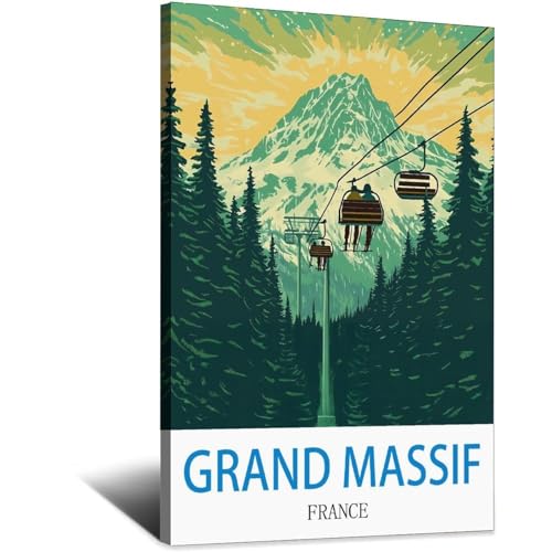 Affiche Grand Massif pour déco salon style chalet vintage 40x60cm