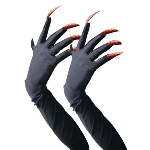 YROHGKPN Guantes elásticos para uñas, serie oscura, para temáticas punk, eventos, Halloween, cosplay, accesorios de vestir, uñas, Negro , Black nails