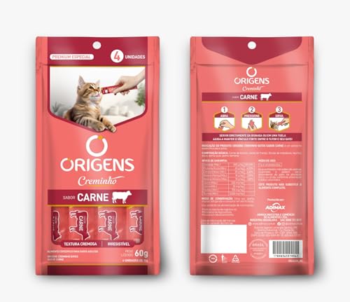 Display Origens Creminho Carne 24 tubos de 15g Petisco Cremoso Gatos