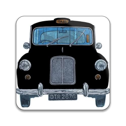 Gift Insanity Black London Taxi Cab Pack Of 10 Square Stickers - 55Mm X 55Mm