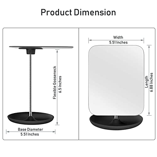 Lfoyou Table Vanity Mirror With Stand - Makeup Mirror For Desk - Adjustable Flexible Gooseneck, 360°Rotation Folding Portable Bathroom Shaving Cosmetic Mirror Square #TOP1