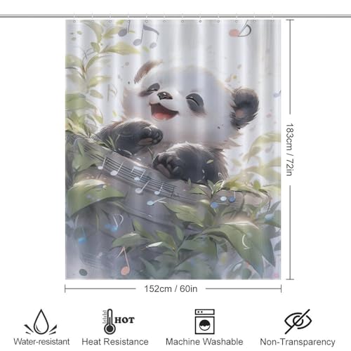 Rideau de bain lavable Panda en tissu polyester de qualité supérieure - 4