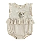 Simplee kids Newborn Infant Rompers Baby Girls Summer Ruffle Sleeveless Embroidery Bodysuit Outfits