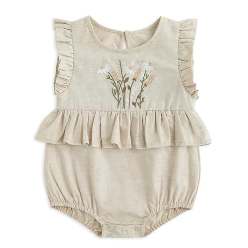Simplee kids Newborn Infant Rompers Baby Girls Summer Ruffle Sleeveless Embroidery Bodysuit Outfits