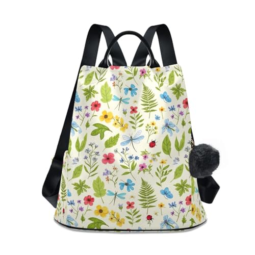 Sac à dos fleurs sauvages beige femme sac à dos mode zippé