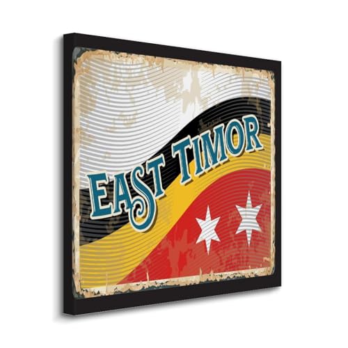 Lienzo decorativo bandera de Timor Oriental Yelolyio de 20 x 20 pulgadas para cuadro de pared moderno