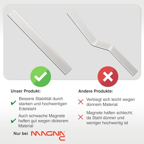 Magna-C® 2 stabile Ferroleisten aus Edelstahl | selbstklebende Magnetleisten | 495 x 20mm | magnethaftender Untergrund für Fotos, Postkarten und vieles mehr