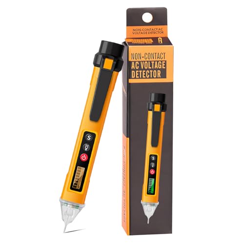 ONGNIUU Detector de Voltaje sin Contacto, Doble Rango 12-1000V/48-1000V, Pantalla LCD, Localizador de Cortes, Alarma Sonora y Linterna LED, Detección Precisa de Fase y Neutro