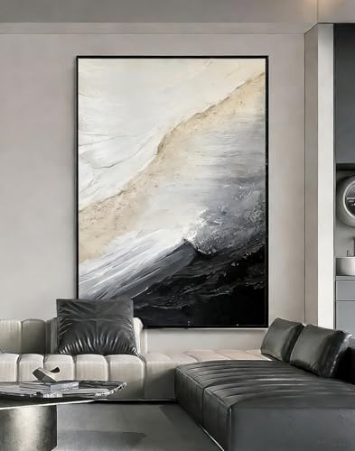 3D Textured White and Black Seascape Wall Art For Entryways,