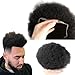 Lumeng Afro Toupee for Black Men Human Hair Black Mens Curly Toupee Transparent Lace Man Weave Balding Mens Custom Hair Unit 8x10inch Male Hair Replacement with Weaves 120% Medium Density 1B Off Black