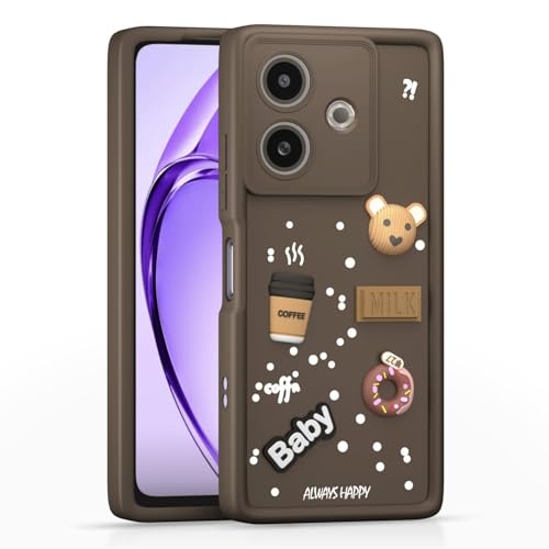 Image of Bintage Ball Bear| Donut| Milk Cake| Baby| Coffee Rubber Case Full Body & Camera Protection Back Cover Compatible for Oppo A5 Pro 5G - Brown