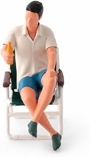 1:64 Scale Diorama Miniatures | Model Figures for Ages 14+ | Miniature Photography, and Model Car Displays - for Collectors, White Shirt Sitting man Holding Beer (with Chair)