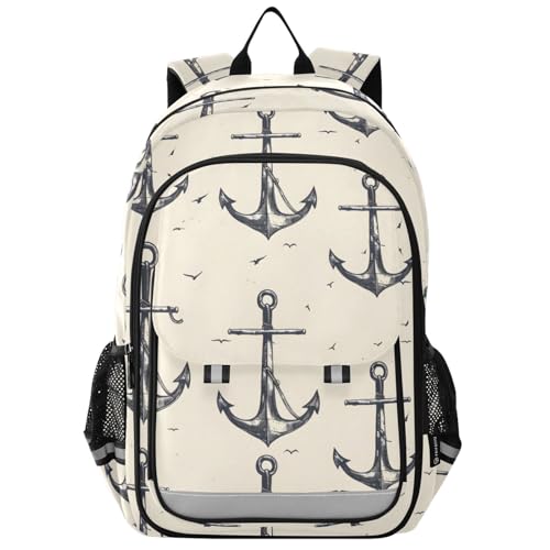 Sac à dos pour ordinateur portable imprimé ancre pour école et voyage