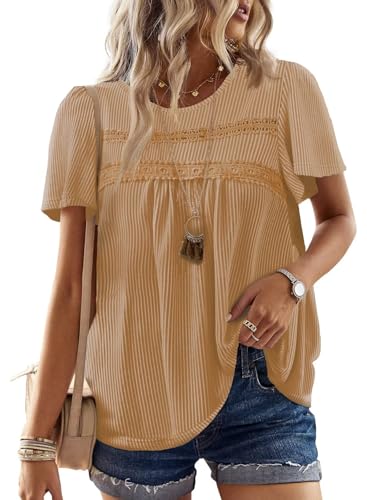 Falechay Plus Size Summer Tops for Women Striped Shirt Women