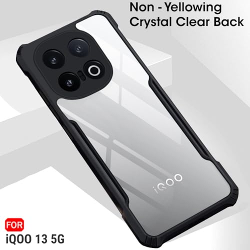 Image of TheGiftKart Shockproof Crystal Clear Back Cover Case for iQOO 13 5G | 360 Degree Protection | Protective Design | Transparent Back Cover Case for iQOO 13 5G (PC & TPU, Black Bumper)