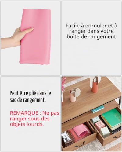 DeJivsin Tapis en Silicone 70 cm x 50 cm Rose, Tapis en Silicone Antidérapant, pour la Cuisine, l'école, la Pâtisserie, le Bricolage, la Peinture, Tapis de Cuisson – vue 6