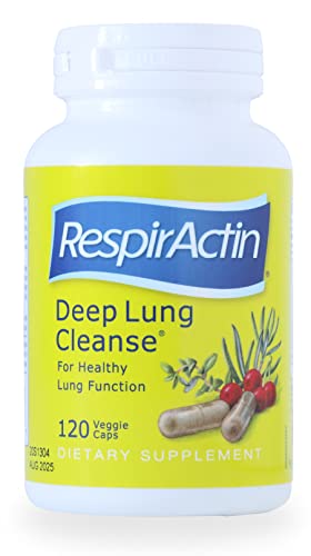 SUNFORCE HEALTH & ORGANICS Deep Lung Cleanse Veggie Caps | RespirActin Product Family of Herbal Supplements | Respiratory System Support (120)