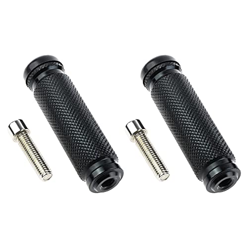 Pédales droites universelles moto en aluminium CNC noir avec boulons de 8 mm