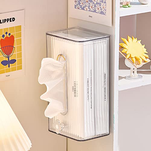 Bigougem Tissue Holder Box Modern Wall-Mounted Plastic Tissue Box for Living Room Bathroom Home Decor Transparent