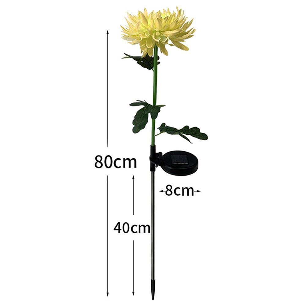 Solarleuchten im Freien, Chrysanthemen, wasserdicht, künstliche Blumen, Garten, Weg, Licht, Landschaft for Terrasse, Hof, Dekoration Lampen (Color : A Yellow)