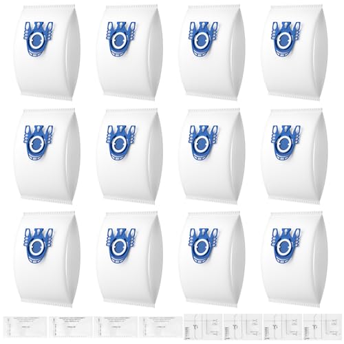 12 Pack 3D Airclean GN Vacuum Bags Compatible with Miele Classic C1, Complete C1, Complete C2, Complete C3, S227, S240, S270, S400, S2, S5, S8 Series Canister Vacuum Cleaner