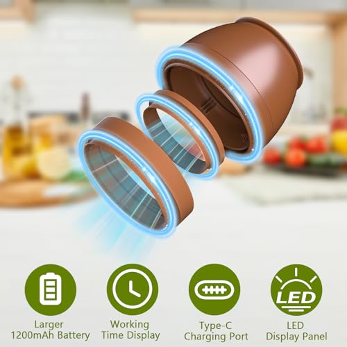 Image of FUTUREZEN Electric Mason Jar Vacuum Sealer for Regular /Wide Mouth, Brown | automatic vacuum sealing, food preservation, bottle opener, USB-C cable, jar lids
