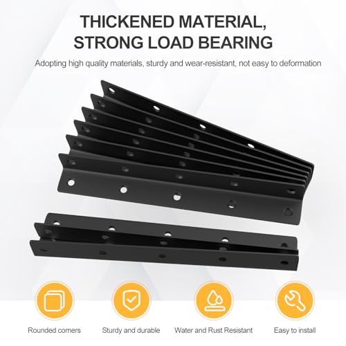 MIGUBIGU Pack of 8 L Shape Angle Connectors, Black, 225 x 27 x 27 mm, 90 Degree Angle Corner Connector, Stainless Steel - Image 4