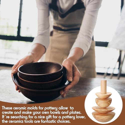 Doublefill 4 Pack Pottery Molds Plaster Molds Wood Pottery Tools with Handle for Ceramic Top Forms DIY Bowls Plate Dish Slump Press Art Making (Hemispherical,4.5'' 6.5'' Thickness 2.5'') by DoubleFill - Image 6