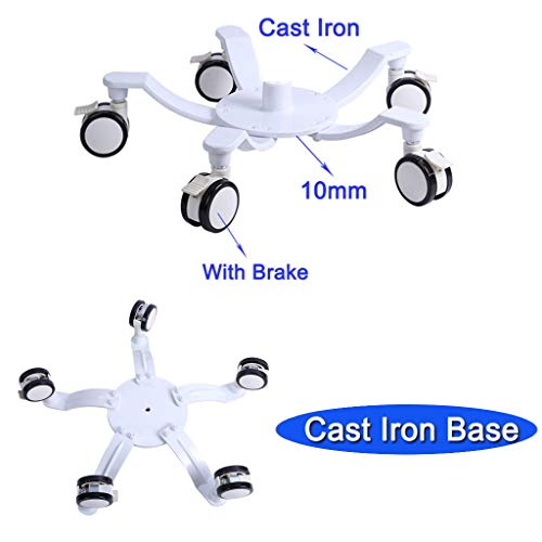 Portable IV Pole with Wheels IV Drip Stand with Tray - Cast Iron Base - Air Pressure Buffer - with 5 Casters with Brake(with Basket,Without Basket)