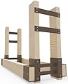 Fiwithy Outdoor Firewood Rack Bracket Kit with 4 Support Bars for Fire Wood Pile Storage, Heavy Duty DIY Fireplace Log Stacking Stand Holder for 2x4 lumber, Brown, 1 Pair