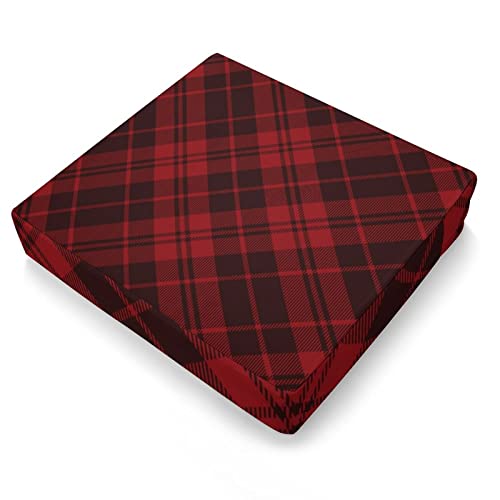 Tartan Red And Dark Pattern Sofa Couch Cushion Covers Washable Chair Seat Cushion Slipcovers Furniture Protector 64X64X10 #TOP6
