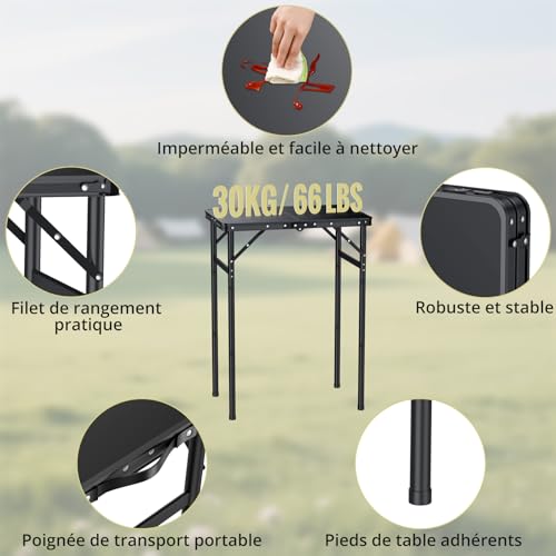 Table de camping pliante 60x40 cm réglable en hauteur Anbte - 5