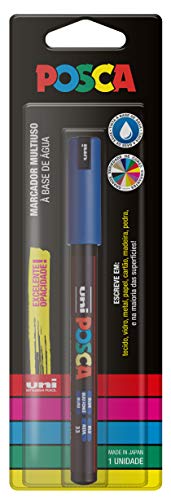 POSCA, UNI, Caneta Marcador PC-1MR Extra Fine, 0,7 mm, Azul, Blister com 1 unidade