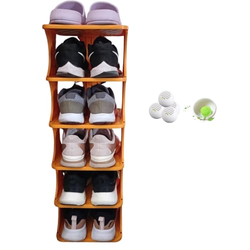Rangement chaussures vertical polyvalent orange pour salon et couloir