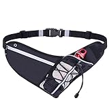 QBStrong Ultra Light Running Belt with Water Bottle Holder, Water Resistant Reflective Running Belt Pouch, Fit iPhone X 8 Plus, Galaxy s9 8 Ideal for Cycling, Fitness, Jogging (Black)