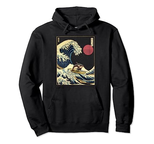 Orca Killer Ballena Japonesa Kanagawa Wave Funny Surf Animal Sudadera con Capucha