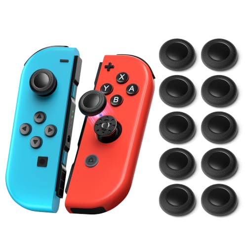 NEWDERY Replacement Joystick Caps Thumb Grips for Nintendo Switch/OLED/Lite, Anti-Slip TPU Diamond Texture Analog Stick Covers for JoyCon Controller Repair Kit Accessories(10pcs)
