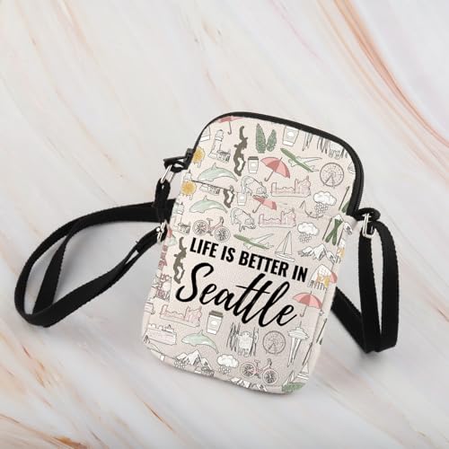 WCGXKO Seattle Gifts And Souvenirs Life Is Better In Seattle Crossbody Bag Seattle Trip Gift For Women3