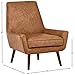 Amazon Brand - Rivet Jamie Leather Mid-Century Modern Low Arm Accent Living Room Chair, Cognac Leather, 31