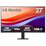 LG Monitor 27U421A – Curved FHD 1080p VA 27 inch, 100Hz, 5ms, Computer desktop display Flicker safe & Reader Mode, USB-C, HDMI, Matte Black