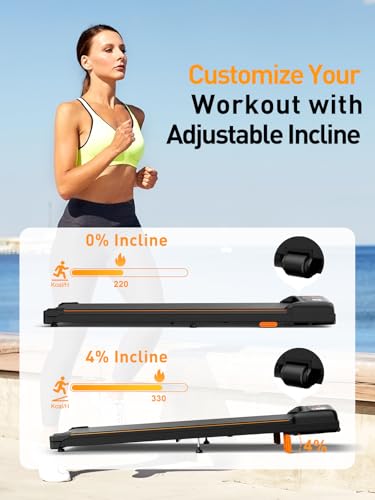 Walking Pad with Incline, 4 in 1 Under Desk Treadmill for Home/Office, 2.5HP Compact Treadmill with LED Display and Bluetooth Speaker for Fitness Exercise, Remote & App Control, No Assembly - Image 2