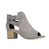 J. Adams Cyprus Booties for Women - Light Grey Faux Nubuck Heeled Boots - 5.5