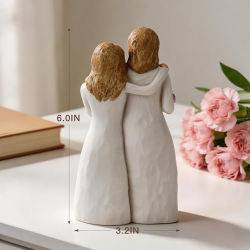 Escultura decorativa mom y daughter de resina pintada a mano miniatura 3