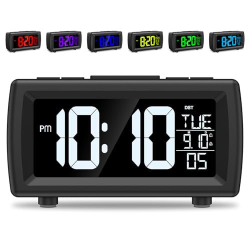 Ankilo Alarm Clock Radio for Bedroom, Bedside Digital FM Radio with Large LED Display, 7 Font Colors, Dual Alarm, Snooze, Adjustable Brightness & Volume, Suitable for Bedside, Living Room