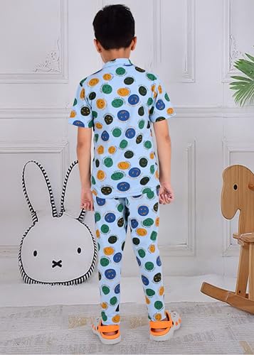 Image of 3BROS Unisex Pure Cotton Short Sleeve Kids Night Dress for Boys & Girls Nightwear /Sleepsuit /Sleepwear /Loungewear Night Suit for Boys and Girls Top and Pyjama Combo Set
