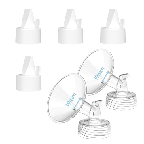 Flange Inserts for Spectra Spectra Replacement Pump Parts for S1/S2/9 Plus Not Original Accessories Breast Pump Parts Include 2-Pack 19MM Flanges and 4-Pack Duckbill Valves