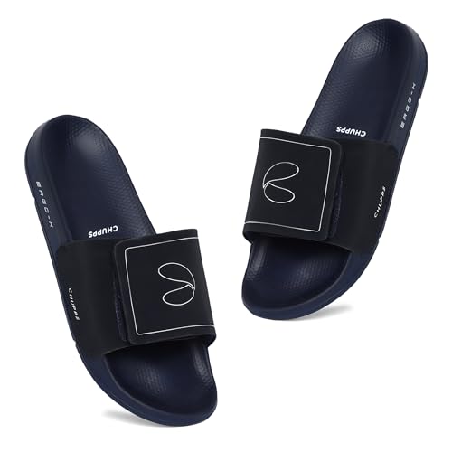 Image of CHUPPS Urban Edge Navy & Navy Drift Orthopedic Slippers | Soft Footpharma Footbed | Breathable Ventilation Holes | Lightweight Flip Flops | Anti-Skid Chappals for Everyday For Mens
