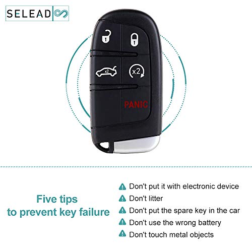 Selead Flip Key Fob 5 Buttons Keyless Entry Remote Fit For 2011-2016 For Chrysler 300 For Dodge For Charger For Jeep For Grand For Cherokee Antitheft Keyless Entry Systems M3N32337100 1Pc Us Stock #TOP5