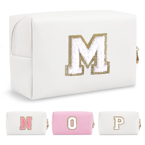 Personalized Initial M Preppy Patch Makeup Bag